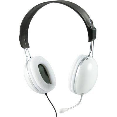 Deltaco Headset HL47, mikrofoni ja äänensäätö, musta/valk.